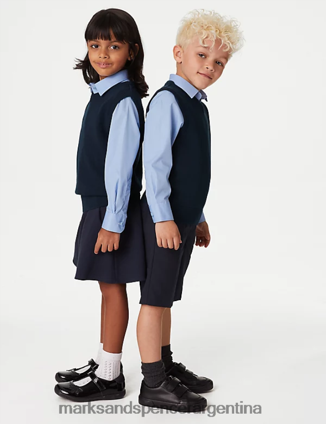 Marks & Spencer niños camiseta sin mangas escolar de puro algodón uniforme escolar Armada 46VL8048