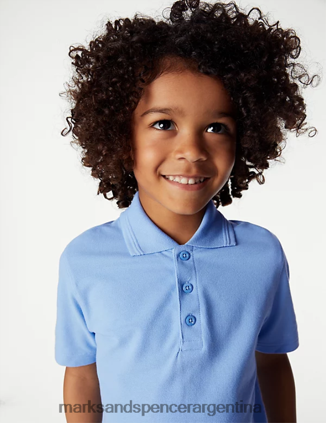 Marks & Spencer niños Paquete de 2 polos escolares resistentes a las manchas uniforme escolar azul 46VL8200