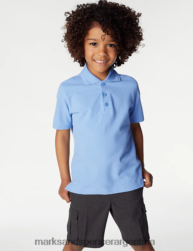 Marks & Spencer niños Paquete de 2 polos escolares resistentes a las manchas uniforme escolar azul 46VL8200