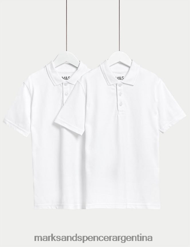 Marks & Spencer niños Paquete de 2 polos escolares resistentes a las manchas uniforme escolar blanco 46VL7932