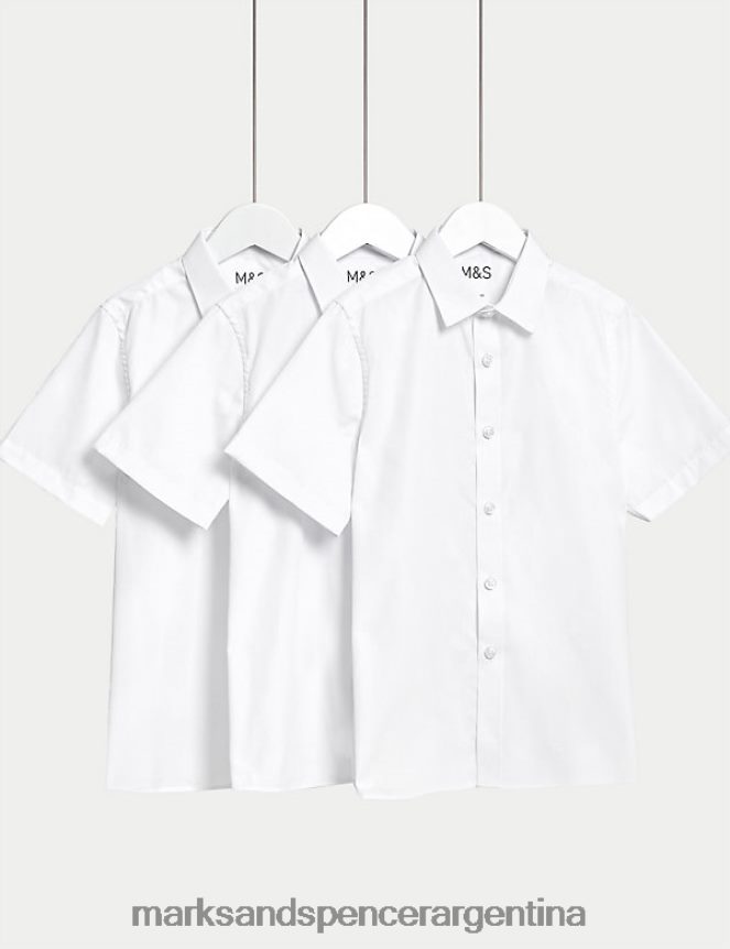 Marks & Spencer niños Paquete de 3 camisas escolares delgadas y fáciles de planchar uniforme escolar blanco 46VL7860