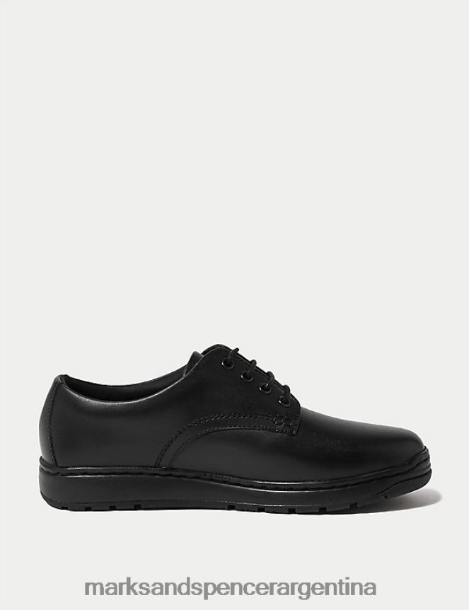 Marks & Spencer niños zapatos escolares con cordones de cuero uniforme escolar negro 46VL8008
