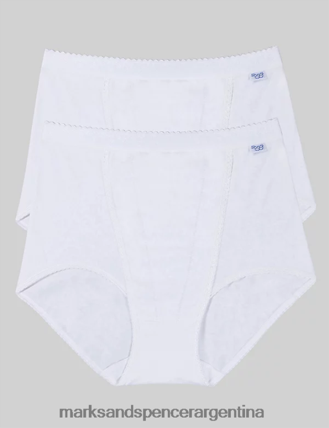 Marks & Spencer unisexo Pack de 2 calzoncillos maxi completos con control de talle alto lencería blanco 46VL4264