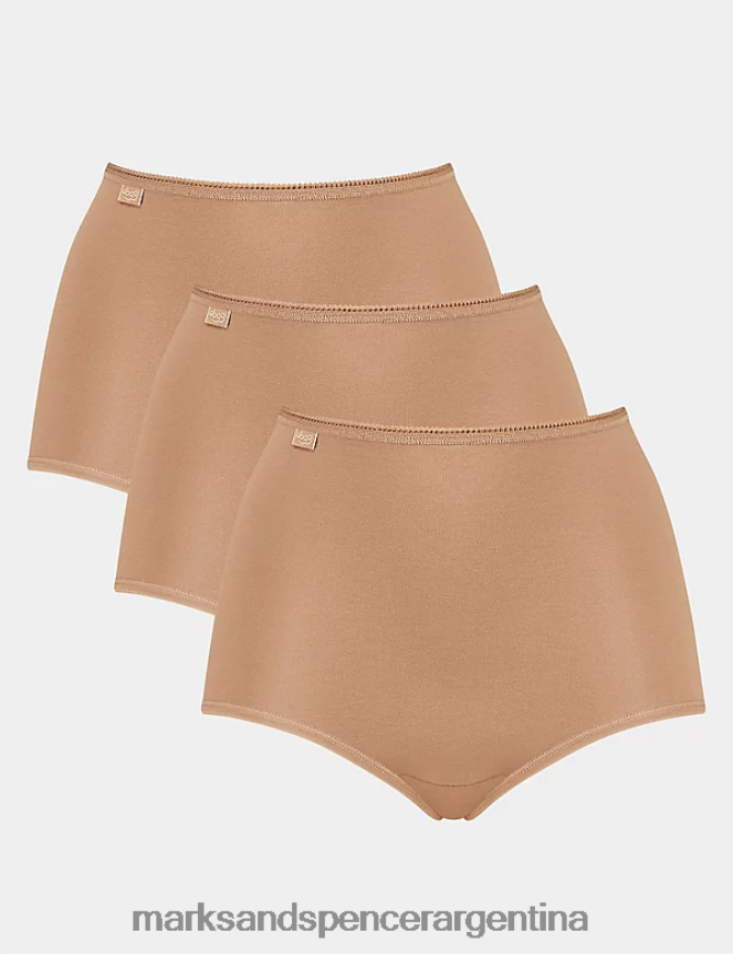 Marks & Spencer unisexo Pack de 3 braguitas de talle alto de microfibra lencería beige 46VL4612