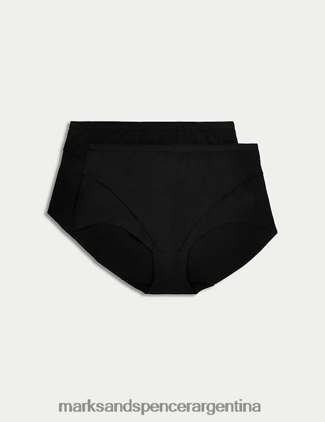 Marks & Spencer unisexo Paquete de 2 calzoncillos completos con control de luz sin VPL lencería negro 46VL4376
