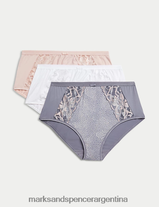 Marks & Spencer unisexo Paquete de 3 calzoncillos completos Wildblooms lencería gris medio 46VL3990