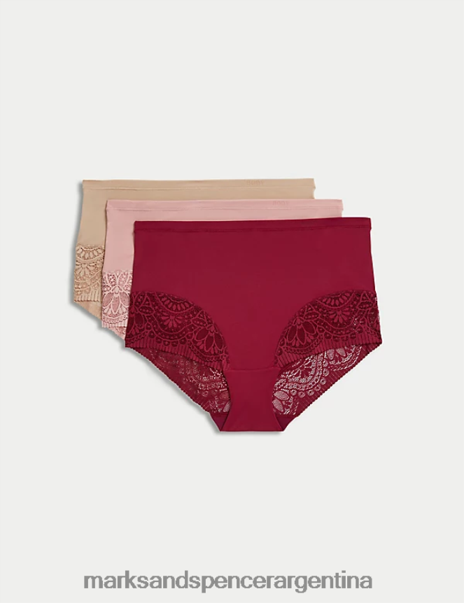 Marks & Spencer unisexo Paquete de 3 calzoncillos completos suaves y suaves lencería frambuesa oscura 46VL4290