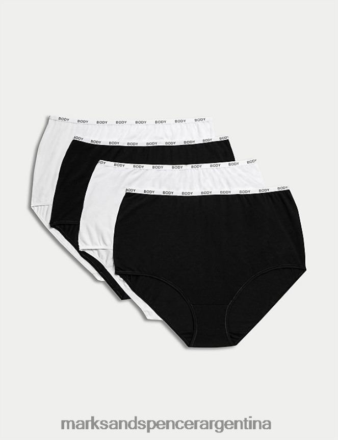 Marks & Spencer unisexo Paquete de 4 calzoncillos completos de algodón con comodidad y frescura. lencería mezcla negra 46VL4402