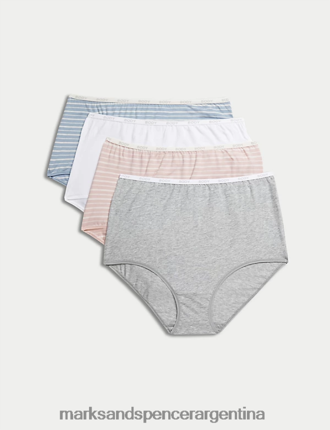 Marks & Spencer unisexo Paquete de 4 calzoncillos completos ricos en algodón supima lencería mezcla azul claro 46VL4486