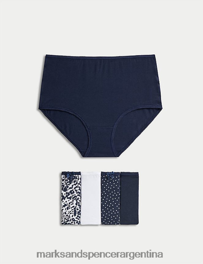 Marks & Spencer unisexo Paquete de 5 calzoncillos completos con estampado de licra y algodón lencería mezcla azul marino 46VL3924