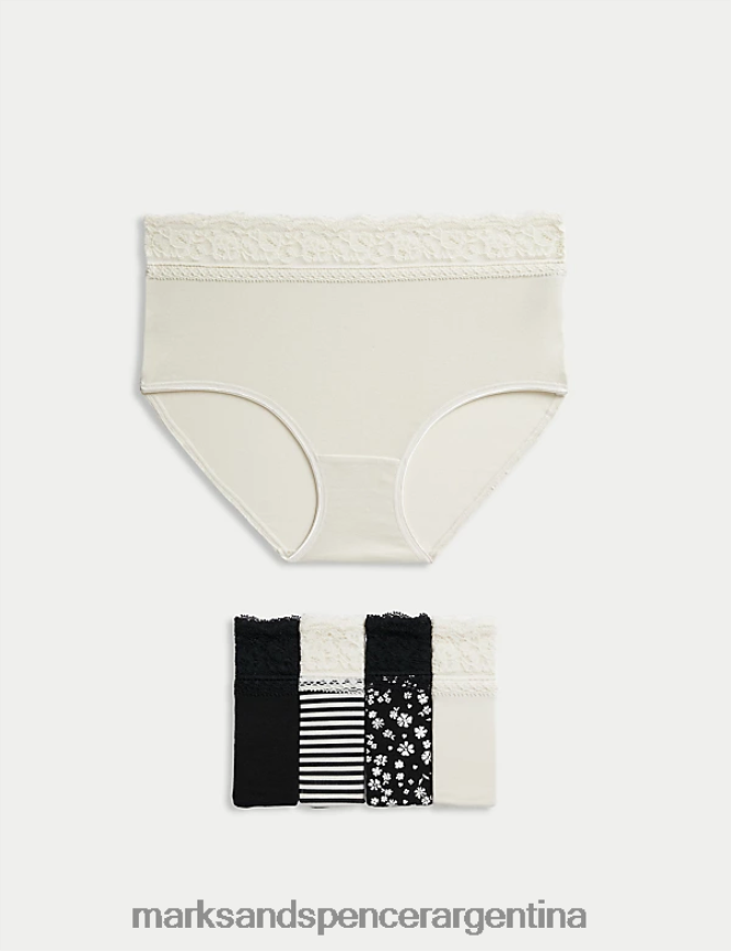 Marks & Spencer unisexo Paquete de 5 calzoncillos completos con estampado rico en algodón lencería mezcla negra 46VL3736