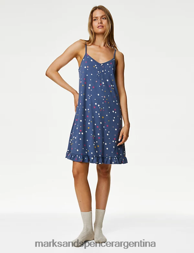 Marks & Spencer unisexo camisa estrella lencería mezcla de índigo 46VL3466