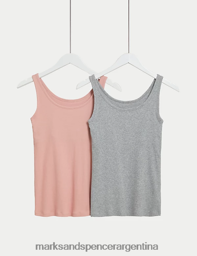 Marks & Spencer unisexo Paquete de 2 chalecos de sujeción secretos ricos en algodón lencería rosa antigua 46VL3788