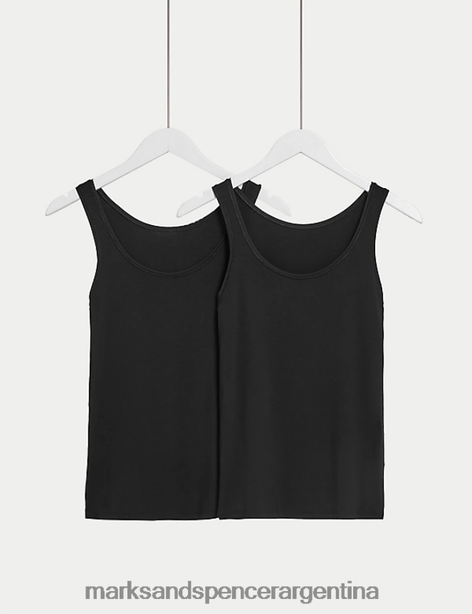 Marks & Spencer unisexo Paquete de 2 chalecos ricos en modal Flexifit lencería negro 46VL3826