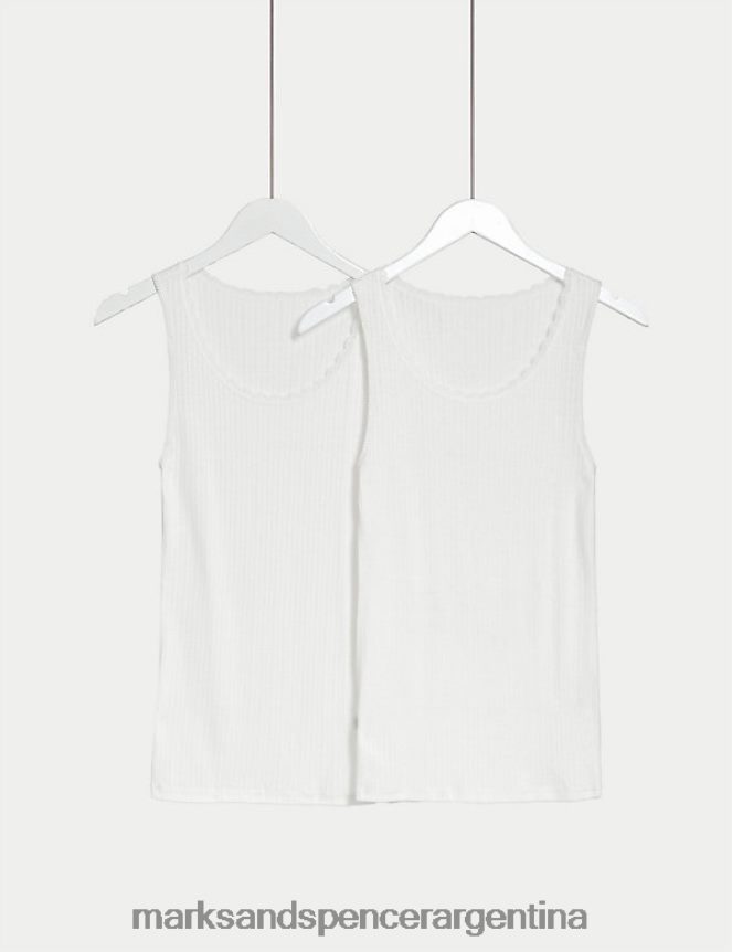 Marks & Spencer unisexo Paquete de 2 chalecos térmicos con hombros incorporados lencería blanco 46VL4976