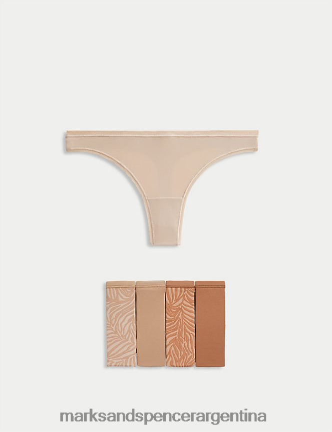 Marks & Spencer unisexo Paquete de 5 tangas de microfibra sin VPL lencería cuarzo rosa 46VL4658