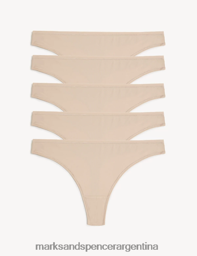 Marks & Spencer unisexo Paquete de 5 tangas de talle bajo de microfibra sin VPL lencería cuarzo rosa 46VL4922