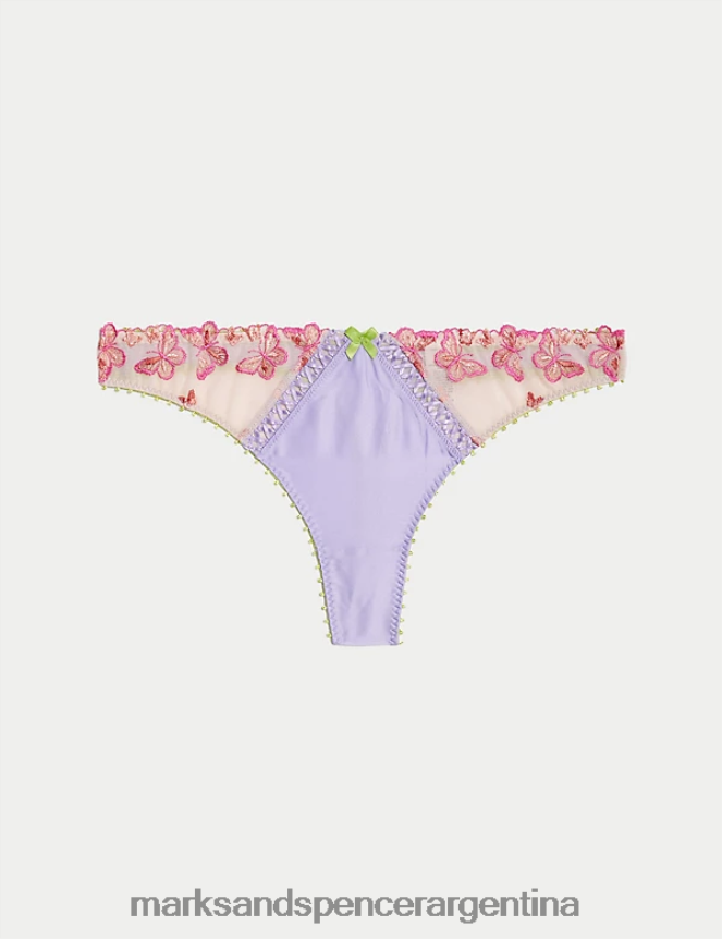 Marks & Spencer unisexo tanga con bordado aurelia lencería mezcla rosa 46VL3960