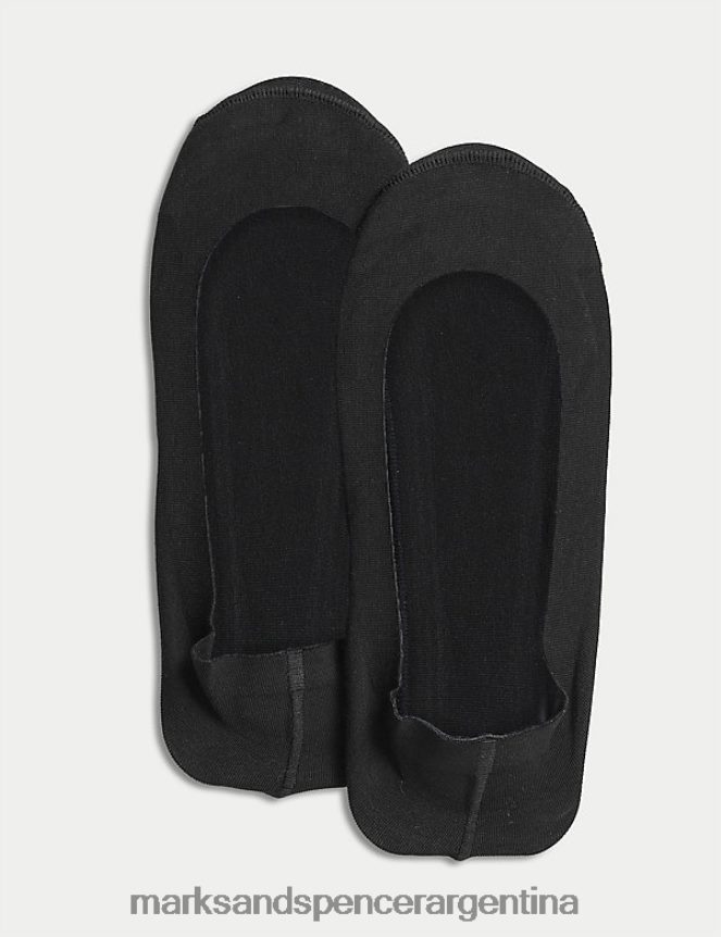 Marks & Spencer unisexo Paquete de 2 calcetines de corte ultra bajo lencería negro 46VL4288