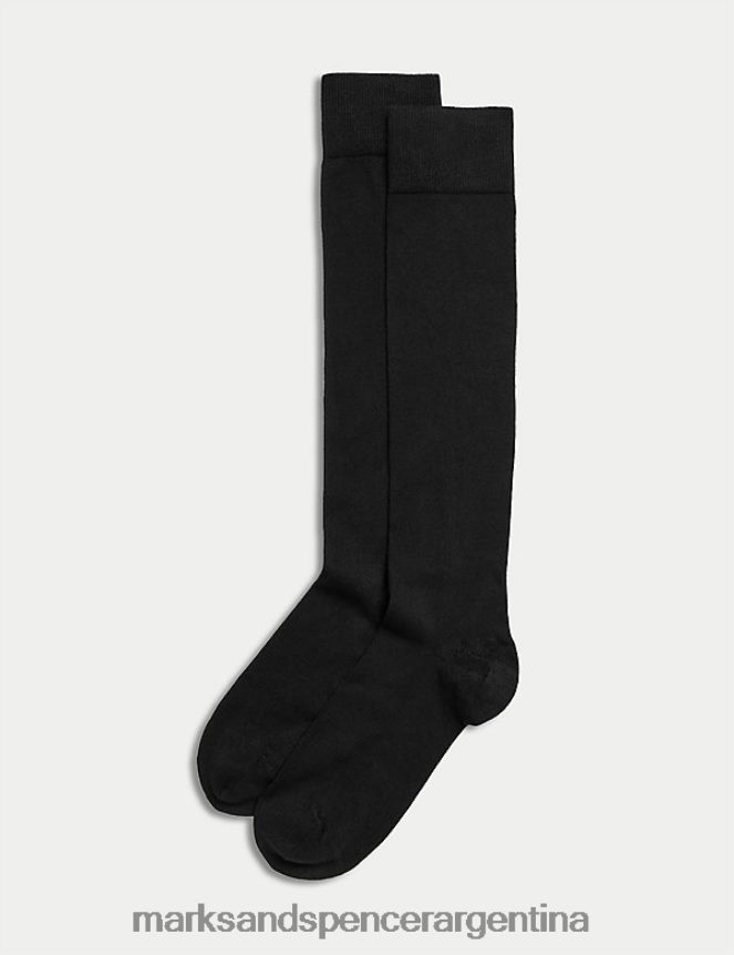 Marks & Spencer unisexo Paquete de 2 calcetines suaves hasta la rodilla lencería negro 46VL4654