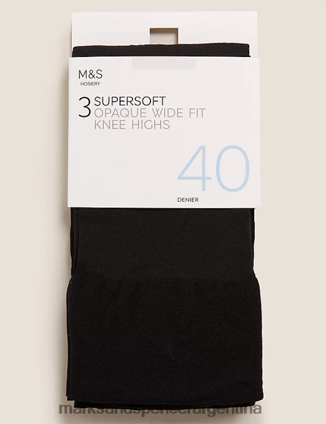 Marks & Spencer unisexo Paquete de 3 medias opacas hasta la rodilla lencería negro 46VL4450