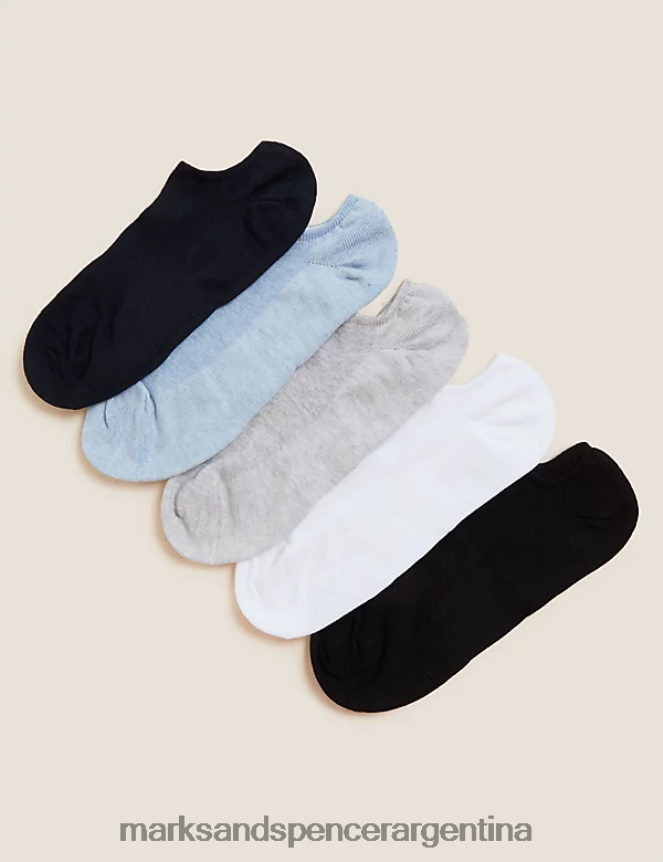 Marks & Spencer unisexo Paquete de 5 forros invisibles para zapatillas deportivas. lencería mezcla blanca 46VL4562
