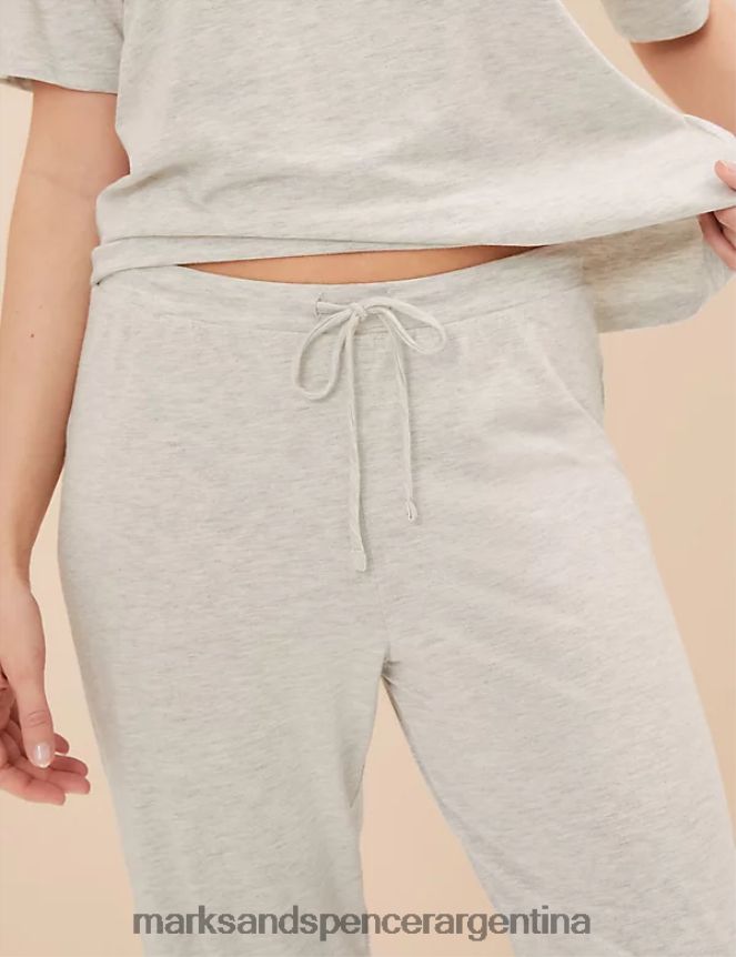 Marks & Spencer unisexo Conjunto de pijama de encaje de modal de algodón lencería gris claro 46VL3378