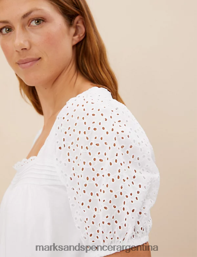 Marks & Spencer unisexo conjunto de pijama con bordado de puro algodón lencería blanco 46VL3546