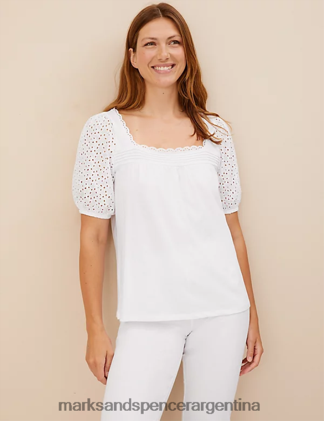 Marks & Spencer unisexo conjunto de pijama con bordado de puro algodón lencería blanco 46VL3546
