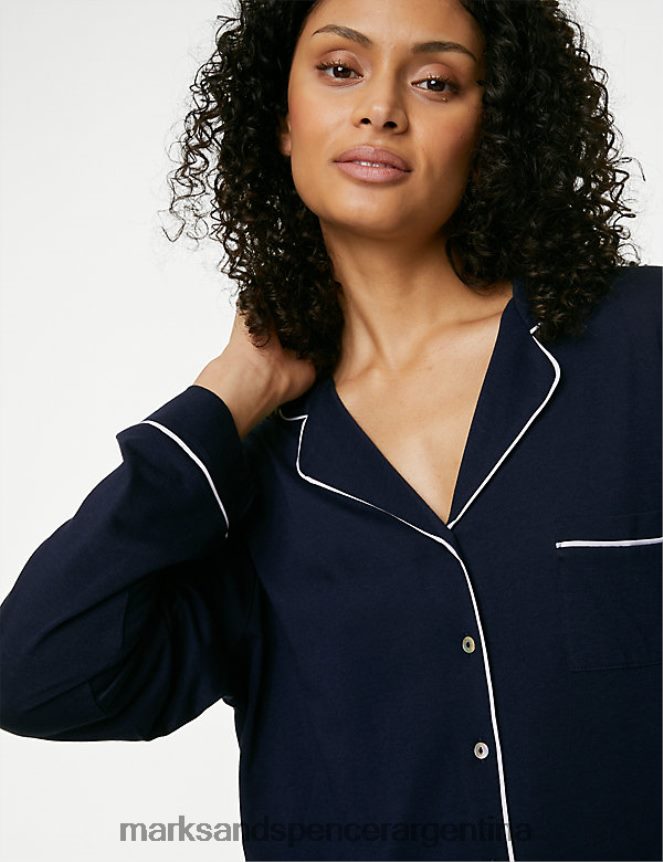 Marks & Spencer unisexo conjunto de pijama de modal de algodón lencería mezcla azul marino 46VL3530