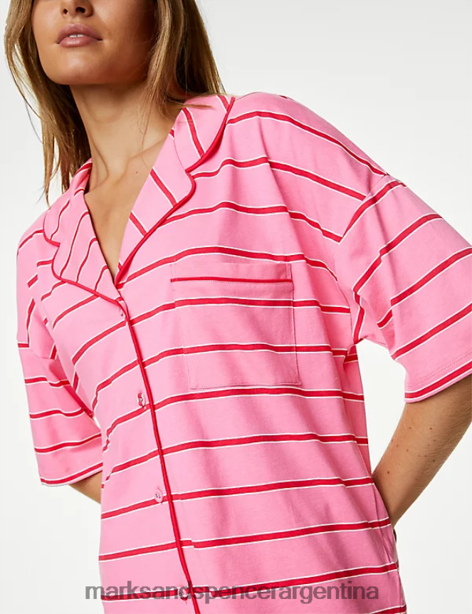 Marks & Spencer unisexo conjunto de shorty a rayas lencería mezcla rosa 46VL3332