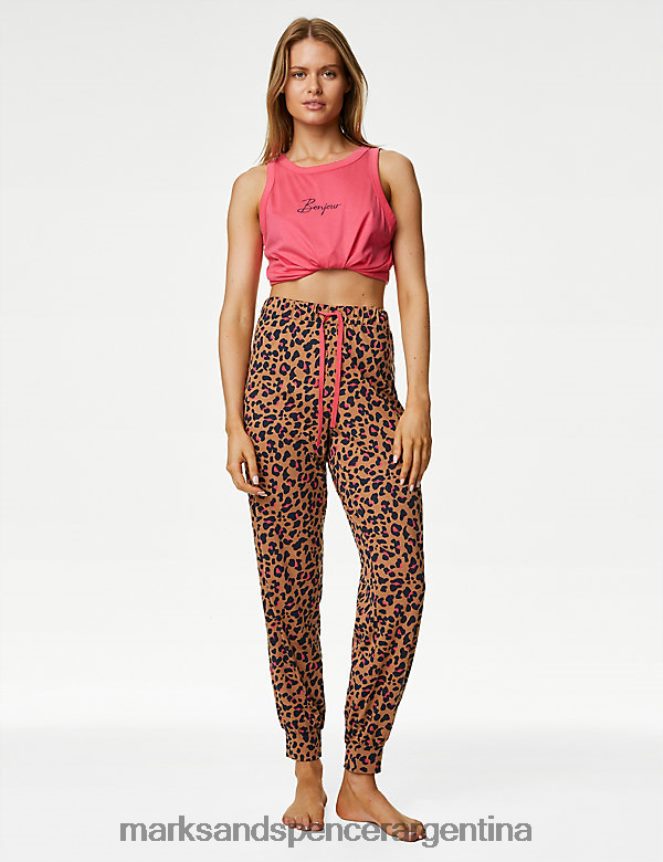 Marks & Spencer unisexo pantalones de pijama con estampado animal lencería ámbar rico 46VL3484