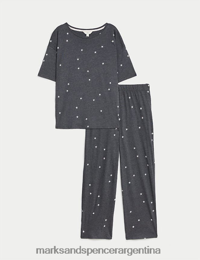 Marks & Spencer unisexo pijama de algodón modal con estampado de estrellas lencería carbón 46VL3338