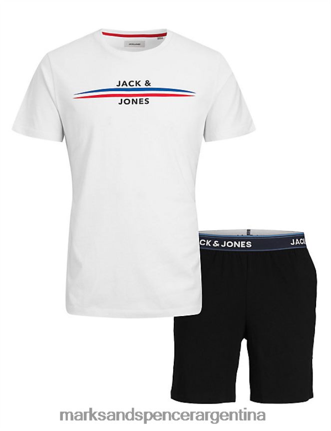 Marks & Spencer unisexo pijama de puro algodón con logo lencería mezcla blanca 46VL5950