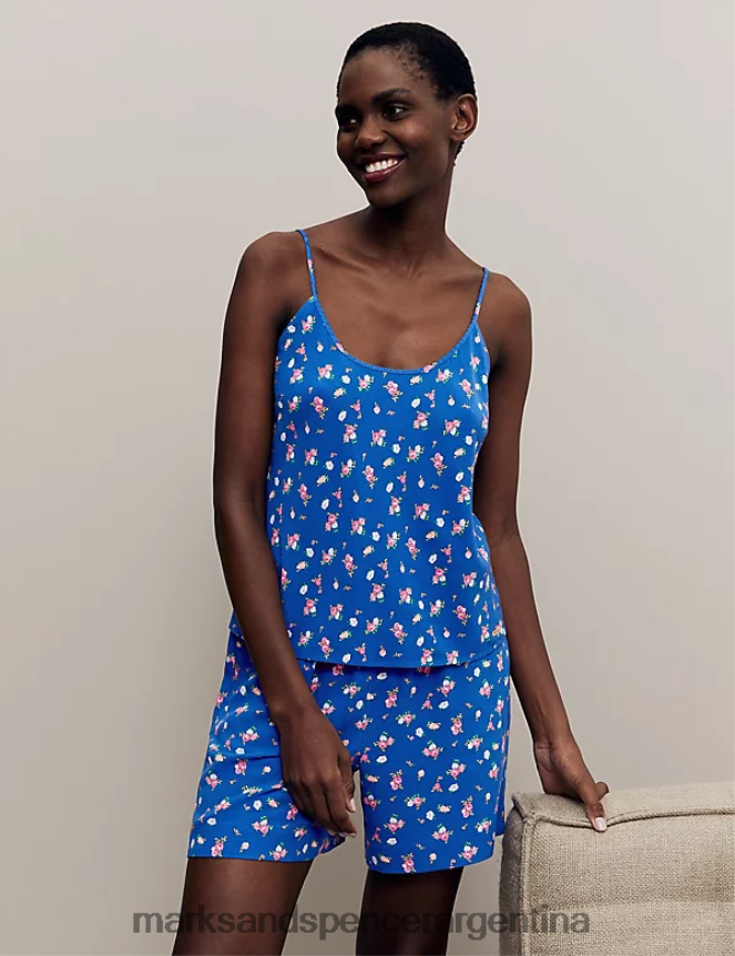Marks & Spencer unisexo top camisero con estampado floral lencería mezcla azul 46VL3528