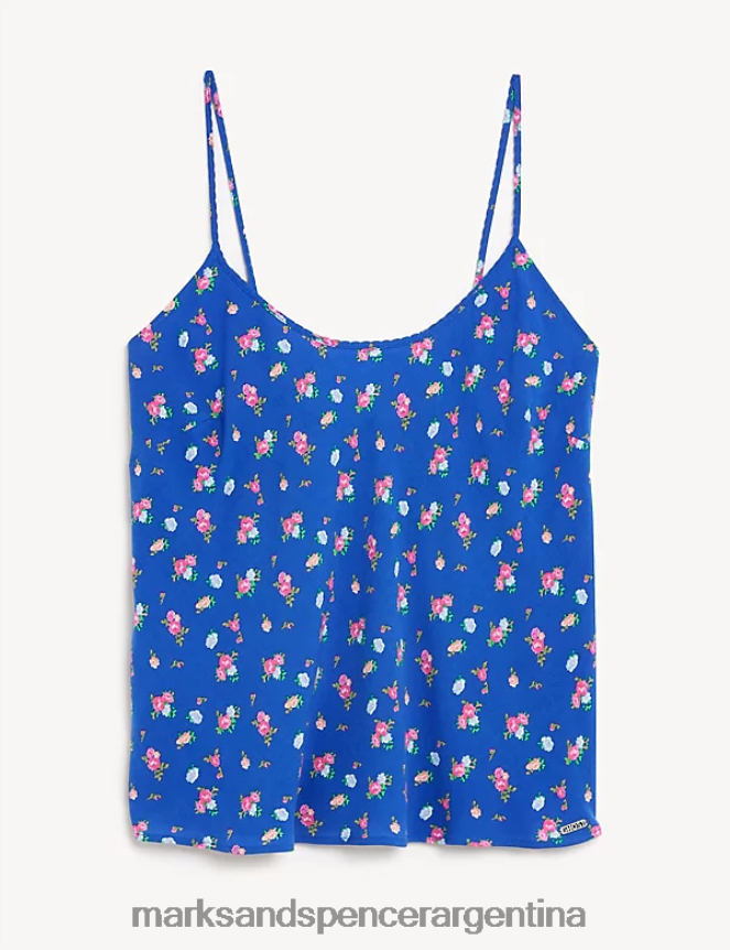 Marks & Spencer unisexo top camisero con estampado floral lencería mezcla azul 46VL3528