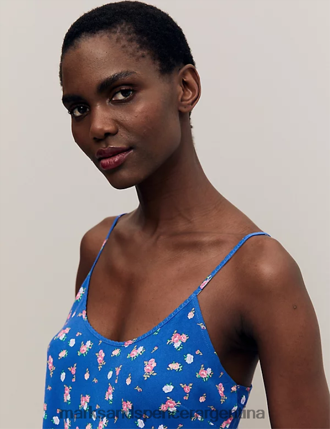 Marks & Spencer unisexo top camisero con estampado floral lencería mezcla azul 46VL3528