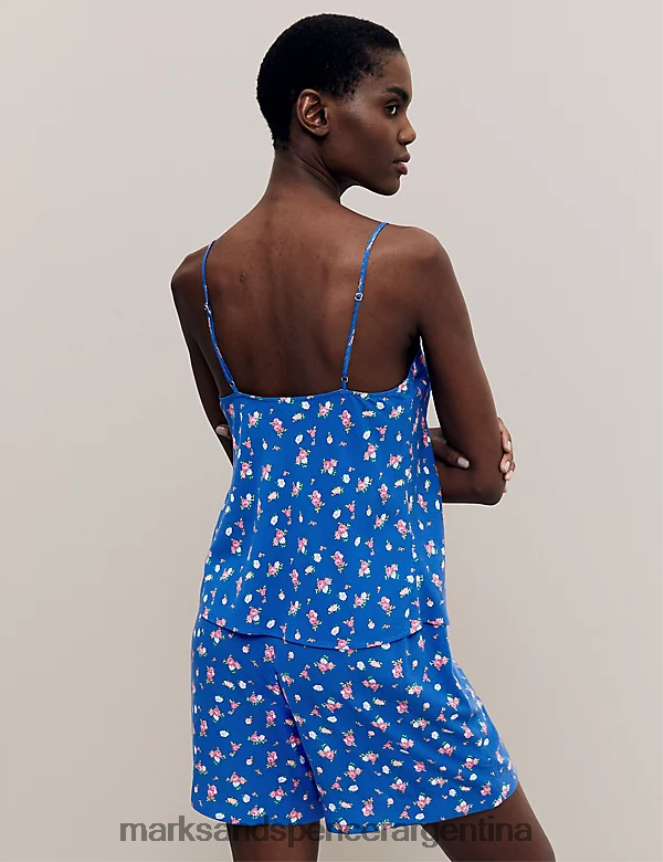 Marks & Spencer unisexo top camisero con estampado floral lencería mezcla azul 46VL3528