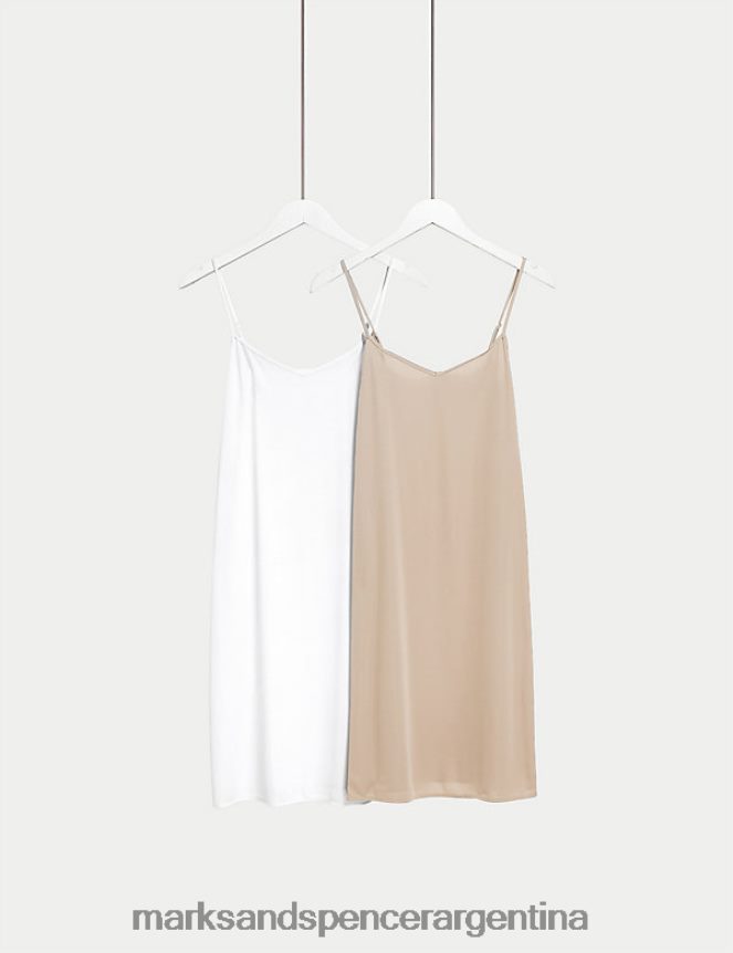 Marks & Spencer unisexo Paquete de 2 resbalones completos surtidos lencería cuarzo rosa 46VL4328