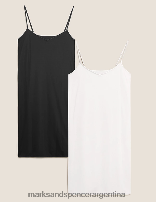 Marks & Spencer unisexo Paquete de 2 resbalones completos surtidos lencería mezcla blanca 46VL3896