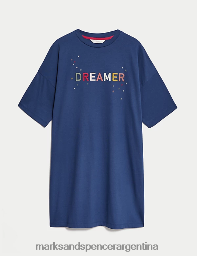 Marks & Spencer unisexo camisón con eslogan dreamer lencería mezcla de índigo 46VL3458