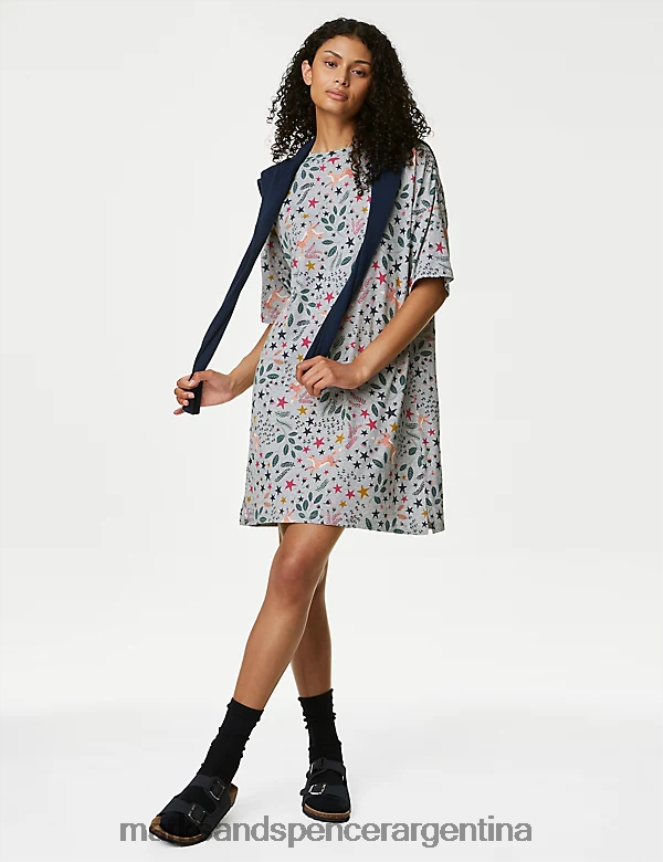Marks & Spencer unisexo camisón estampado lencería mezcla gris 46VL3362