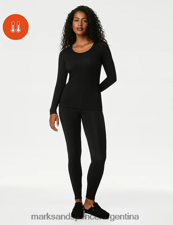 Marks & Spencer unisexo camiseta termica heatgen plus manga larga lencería negro 46VL3676
