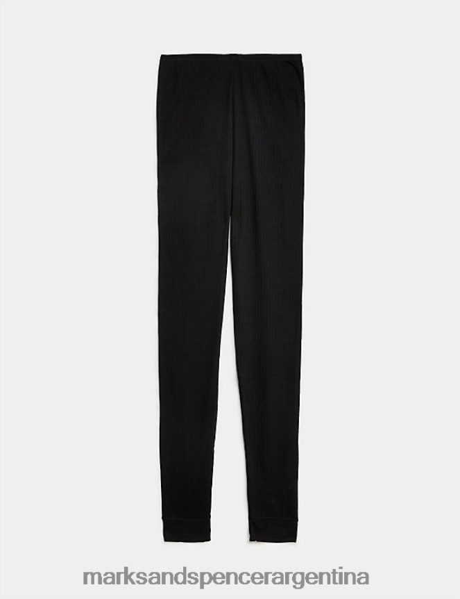 Marks & Spencer unisexo leggings térmicos de pointelle lencería mezcla negra 46VL4708
