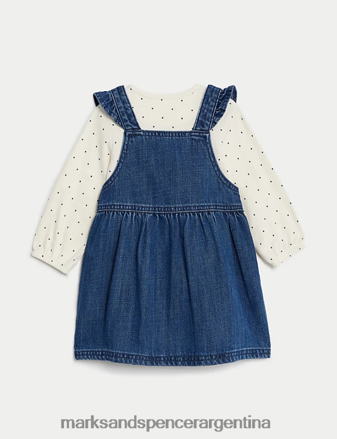 Marks & Spencer unisexo Conjunto de 3 piezas de algodón con manchas ricas ropa mezclilla 46VL7708
