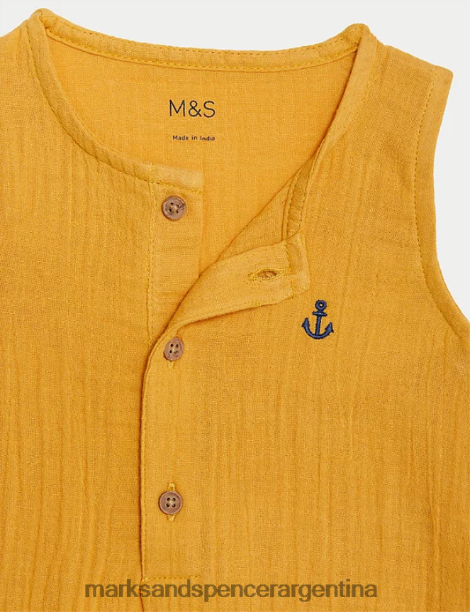 Marks & Spencer unisexo mameluco de puro algodón ropa bronceado cobrizo 46VL7572