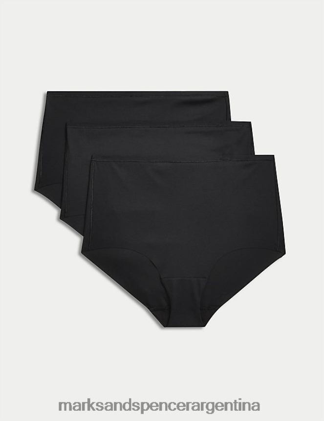 Marks & Spencer unisexo Pack de 3 pantalones cortos Flexifit sin VPL de talle alto ropa negro 46VL3930