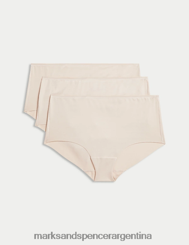 Marks & Spencer unisexo Pack de 3 pantalones cortos Flexifit sin VPL de talle alto ropa opalino 46VL3684