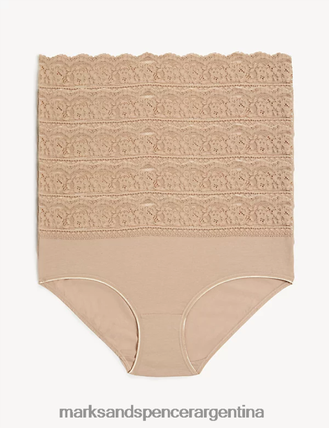 Marks & Spencer unisexo Pack de 5 shorts de talle alto con encaje, lycra y algodón ropa cuarzo rosa 46VL4336