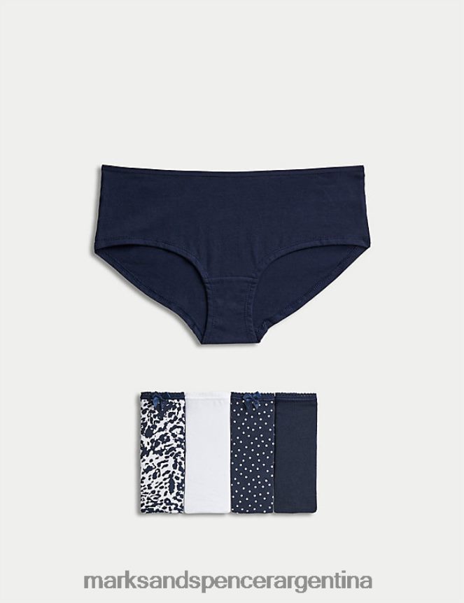Marks & Spencer unisexo Pack de 5 shorts de talle bajo con estampado de lycra de algodón ropa mezcla azul marino 46VL4048